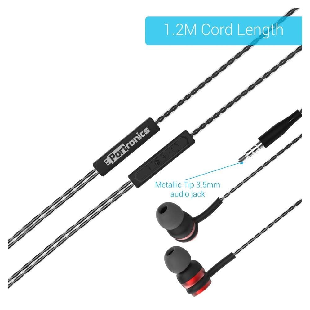 portronics in-ear wired headphones portronics conch gama in-ear wired earphone #color_red