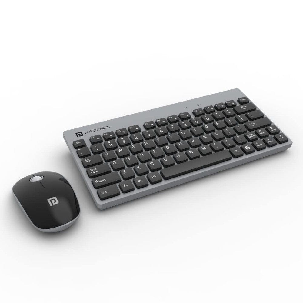 portronics keyboard and mouse combo grey portronics key 2 combo multimedia wireless keyboard & mouse #color_grey