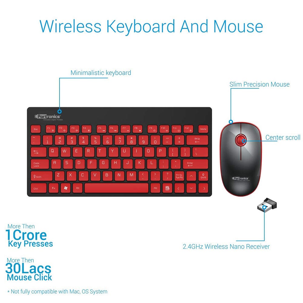portronics keyboard and mouse combo portronics key 2 combo multimedia wireless keyboard & mouse #color_black