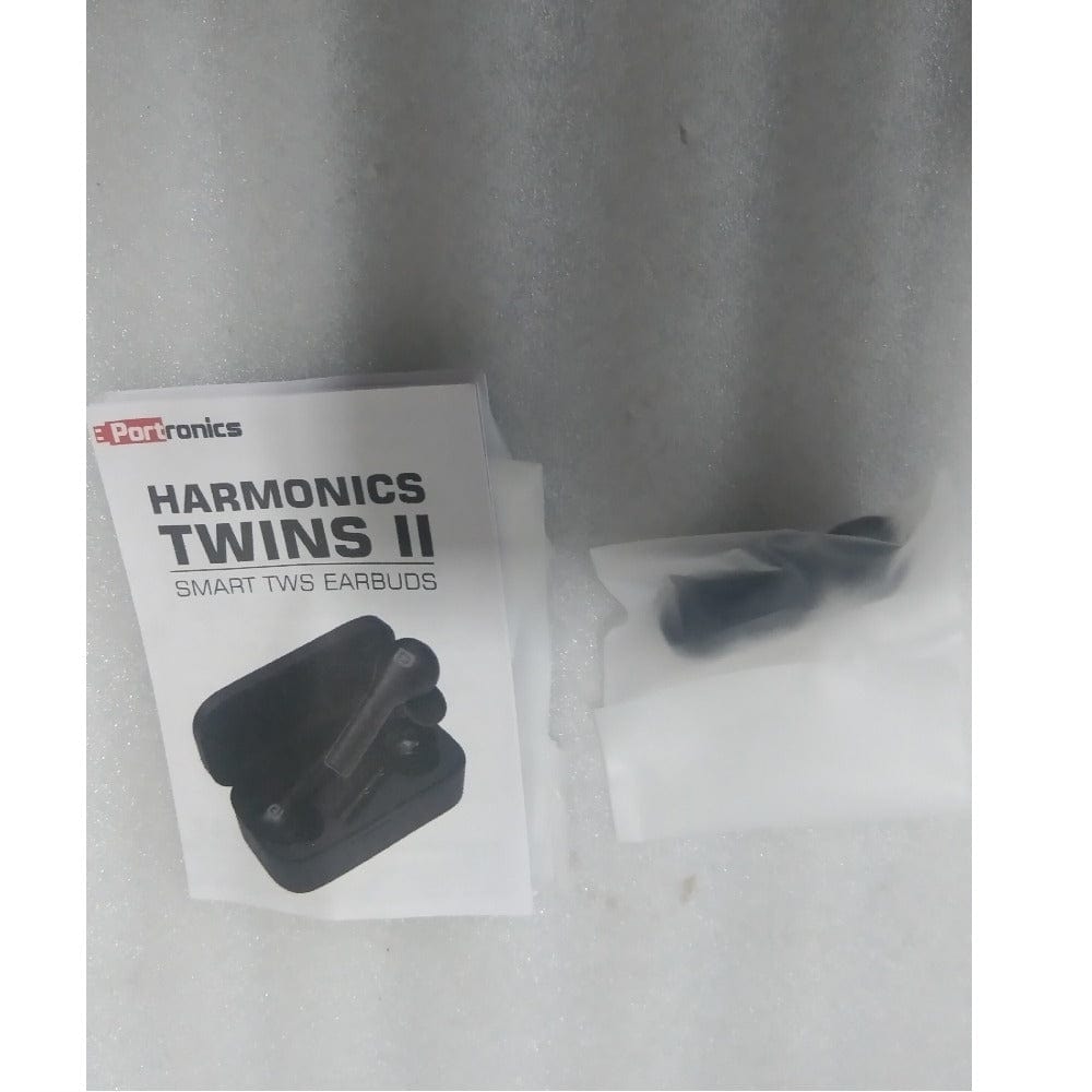 portronics true wireless in-ear headphones portronics por-1050 harmonics twins ii true wireless stereo bluetooth earbuds- black - open box b stock