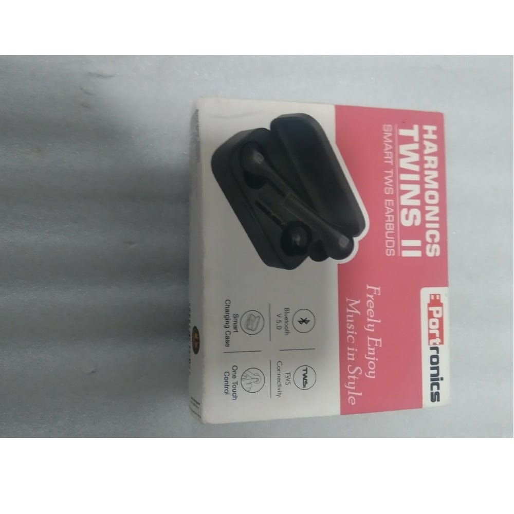 portronics true wireless in-ear headphones portronics por-1050 harmonics twins ii true wireless stereo bluetooth earbuds- black - open box b stock