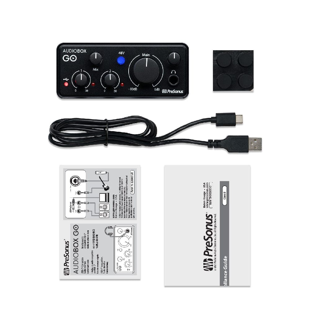 presonus audio interfaces presonus audiobox go compact 2x2 usb-c audio interface