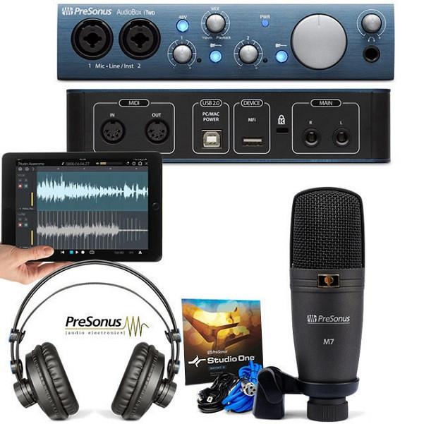 presonus audio interfaces presonus audiobox itwo studio audio interface bundle with presonus eris e3.5 monitor speakers and instrument cables #monitors_erise5