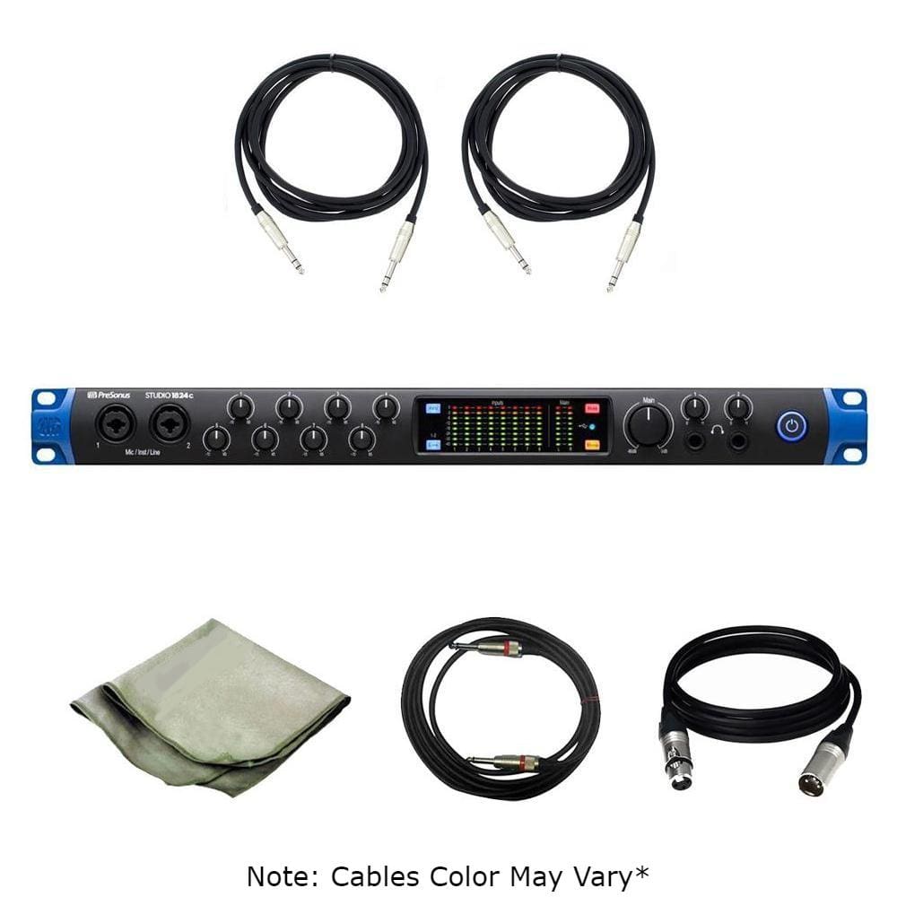 presonus audio interfaces presonus studio 1824 c high definition usb-c audio interface with polishing cloth & cables bundle