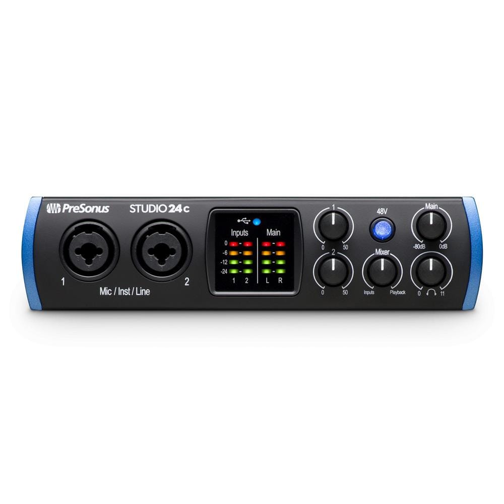 presonus audio interfaces presonus studio 24 c portable high definition usb c audio interface with polishing cloth & cables bundle
