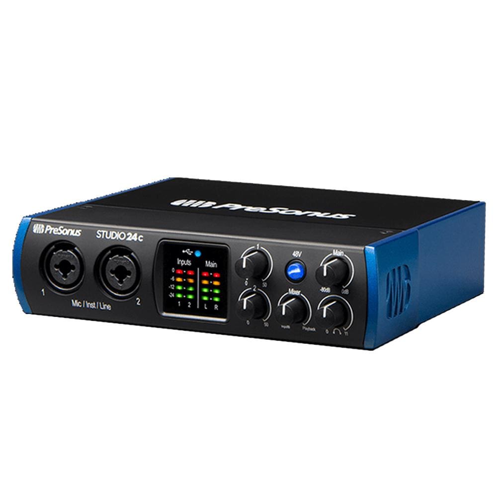 presonus audio interfaces presonus studio 24 c portable high definition usb c audio interface with polishing cloth & cables bundle