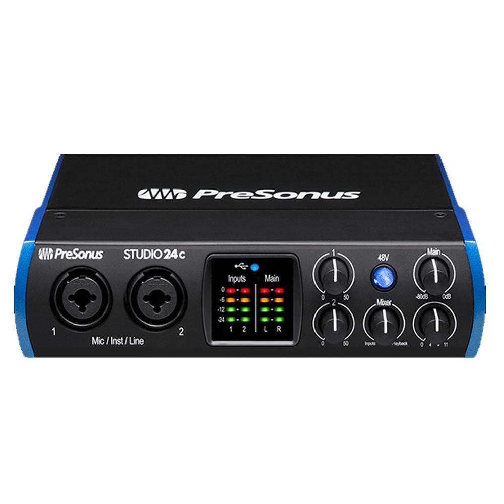 presonus audio interfaces presonus studio 24 c portable high definition usb c audio interface with polishing cloth & cables bundle