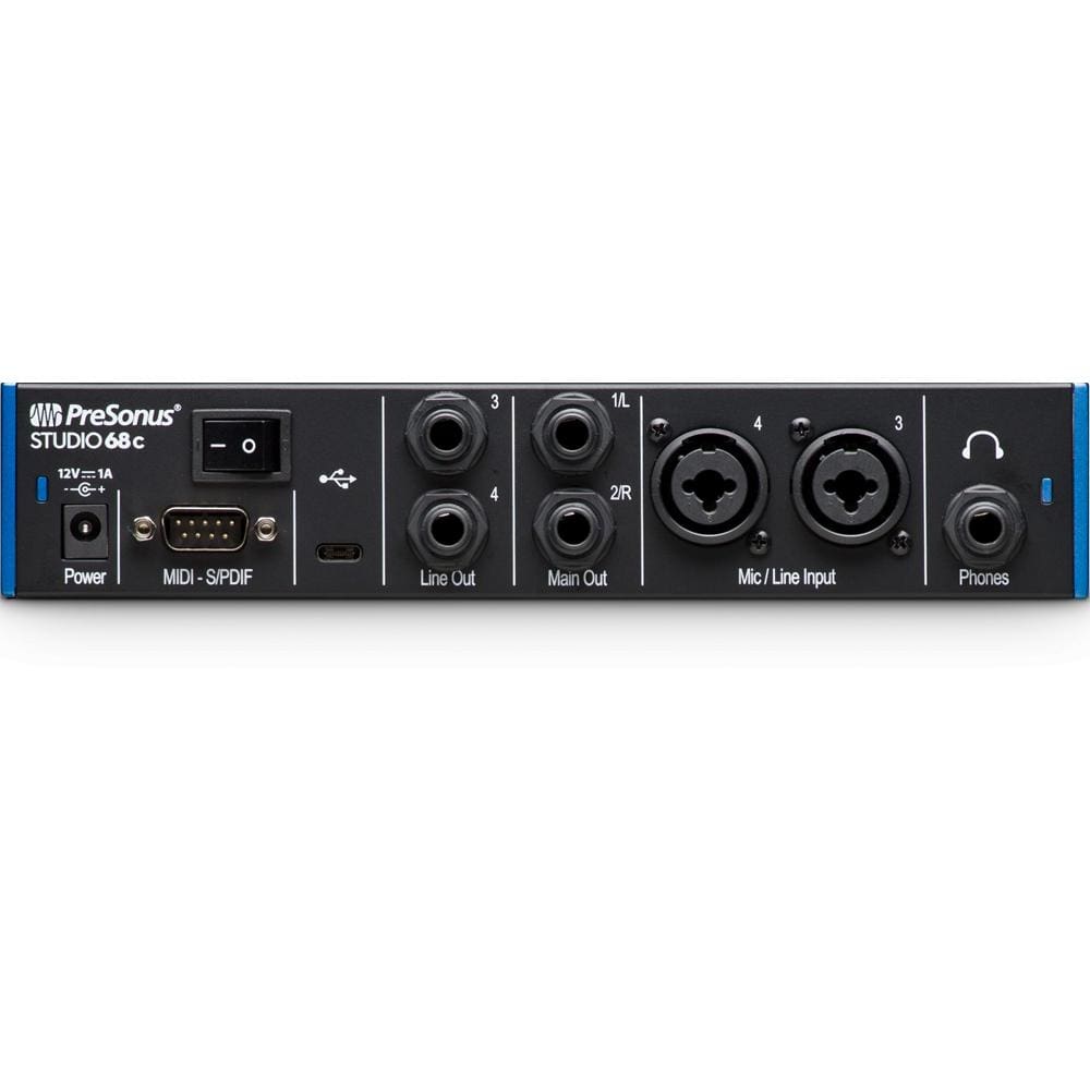 presonus audio interfaces presonus studio 68 c portable ultra-high definition usb c audio interface with headphone, polishing cloth & cables bundle