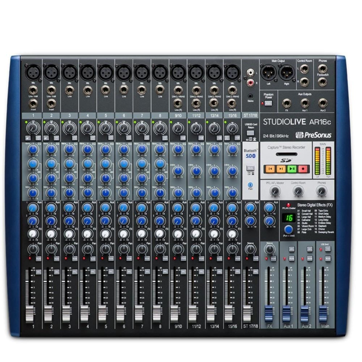 presonus audio interfaces presonus studiolive ar16c usb-c 18-channel hybrid performance and recording mixer audio interface
