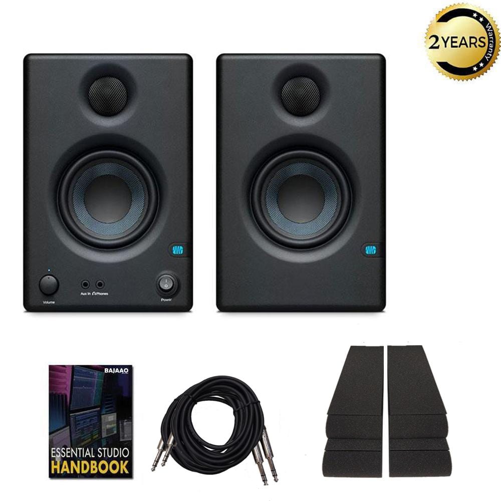 presonus monitor speaker bundles presonus eris e3.5 active studio monitor speakers with isolation pads, cables and ebook - pair