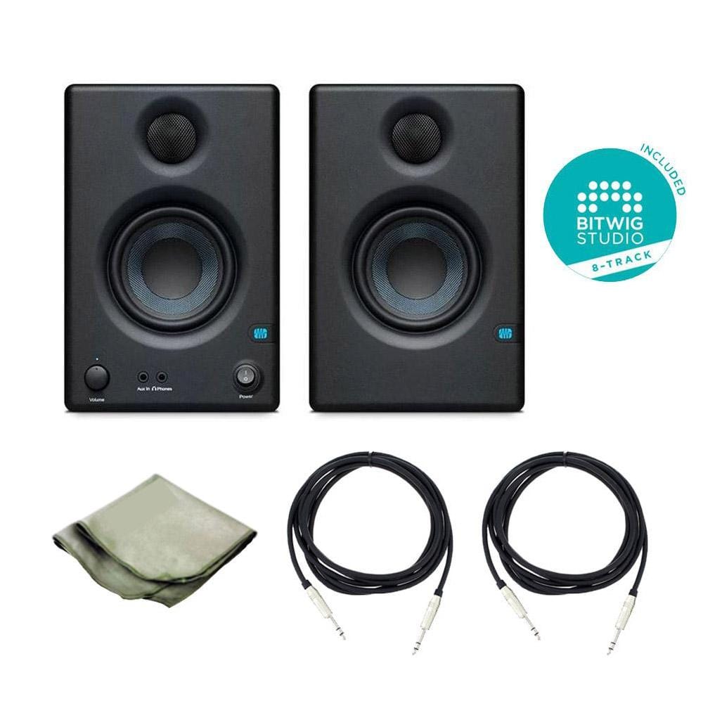 presonus monitor speaker bundles presonus eris e3.5 active studio monitors - pair with polishing cloth, 2x trs cables & bitwig software