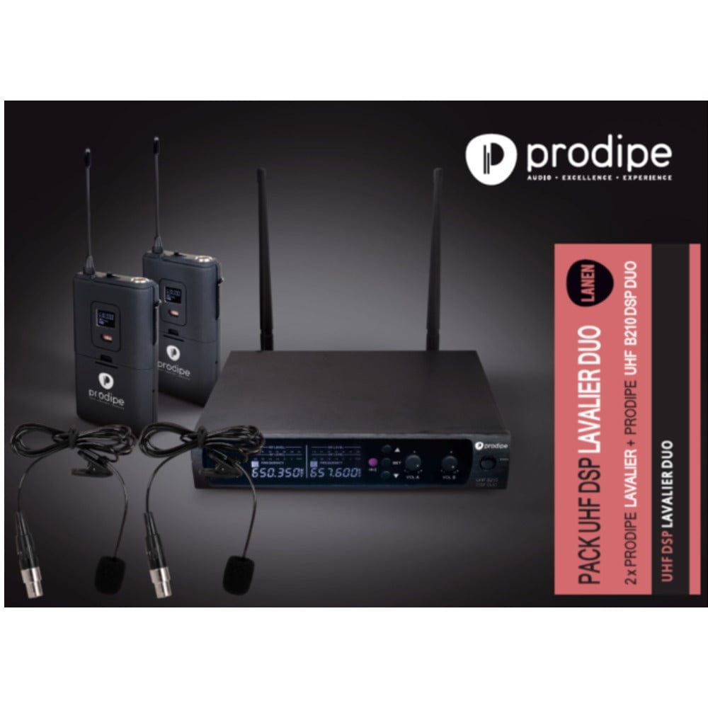 prodipe wireless systems black prodipe uhf b210 dsp lavalier duo wireless microphone system