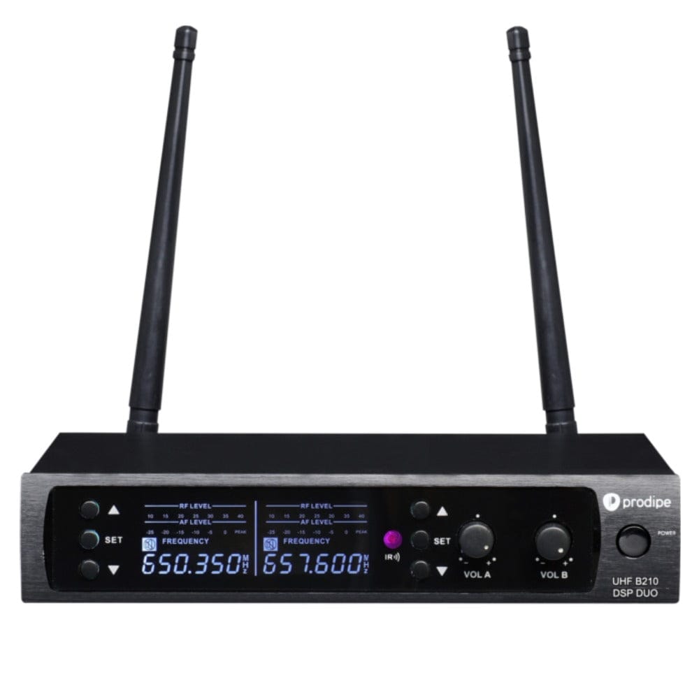 prodipe wireless systems black prodipe uhf b210 dsp lavalier duo wireless microphone system