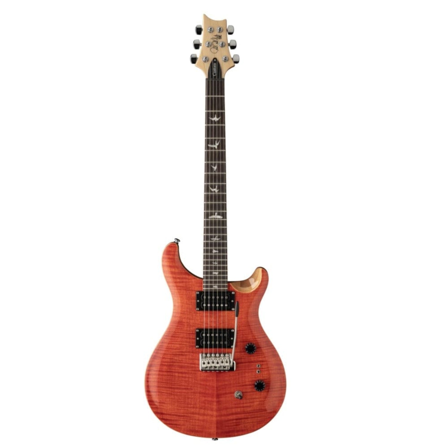 prs electric guitars blood orange prs se custom 24-08 6 string electric guitar with gigbag #color_blood-orange