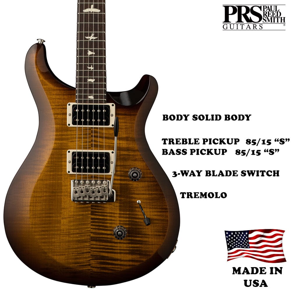 prs electric guitars prs s2 custom 24 6 string electric guitar with gigbag #color_black-amber