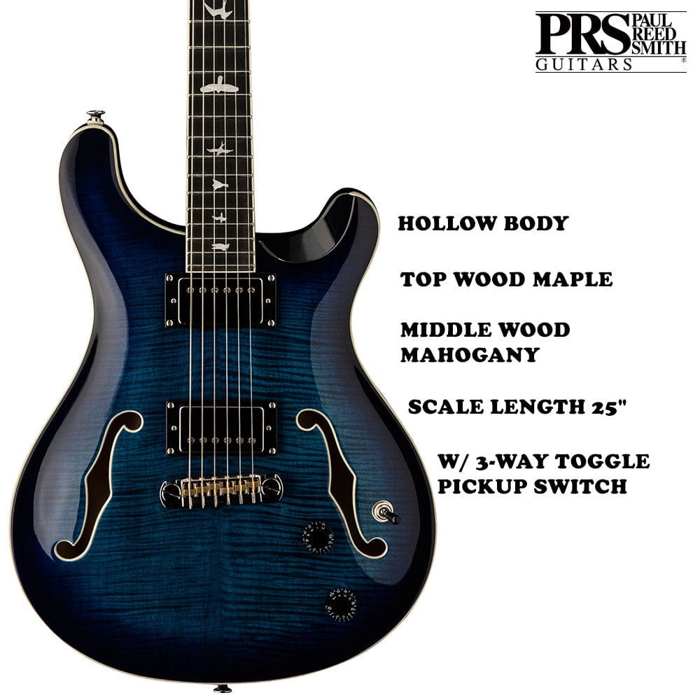 prs electric guitars prs se hollowbody ii 6 string electric guitar with case #color_faded-blue-burst