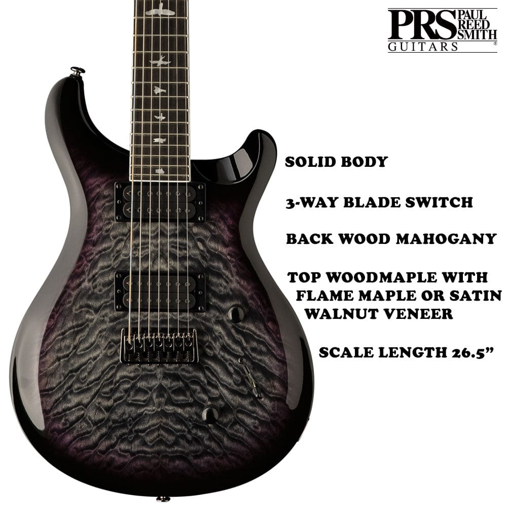 prs electric guitars prs se mark holcomb svn signature 7-string electric guitar with gigbag #color_holcomb-burst