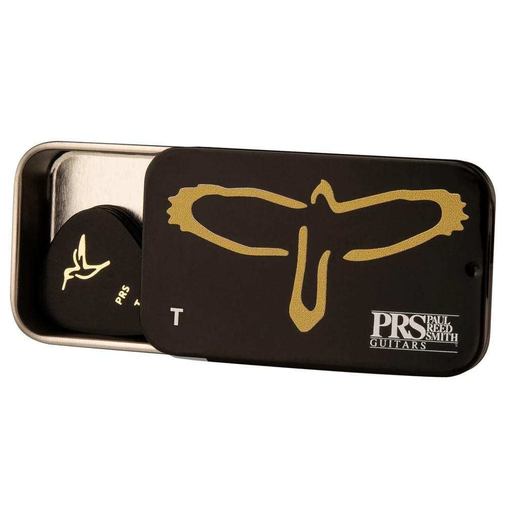 prs picks tin -medium prs gold birds assorted in tin thin guitar pick - box of 12 pcs #size_tin--medium