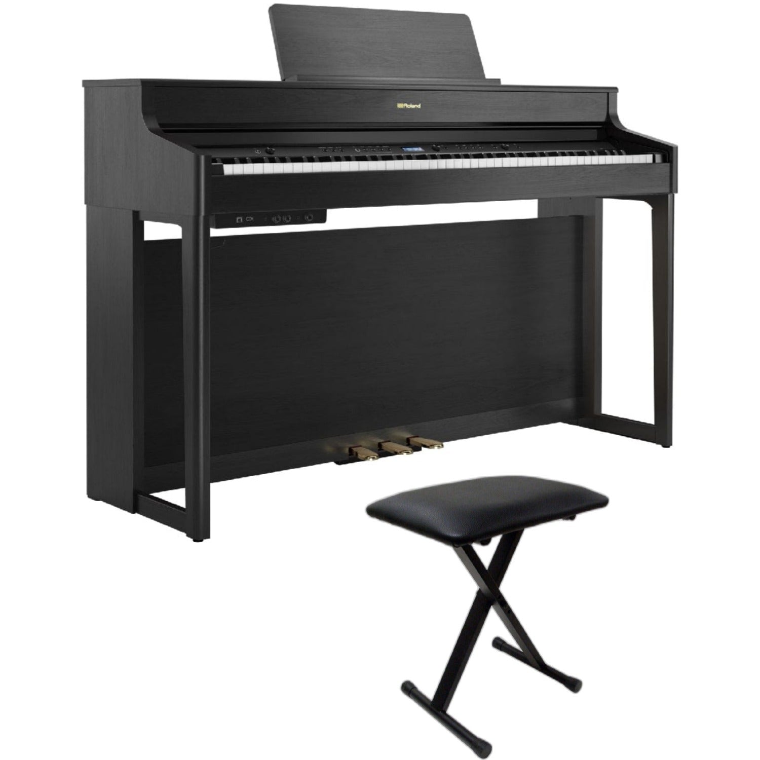 Roland Digital Pianos Charcoal Black / Piano with Stand & Bench Roland HP-702 88 Key Digital Piano with Stand #color_charcoal-black,style_piano-with-stand-&-bench