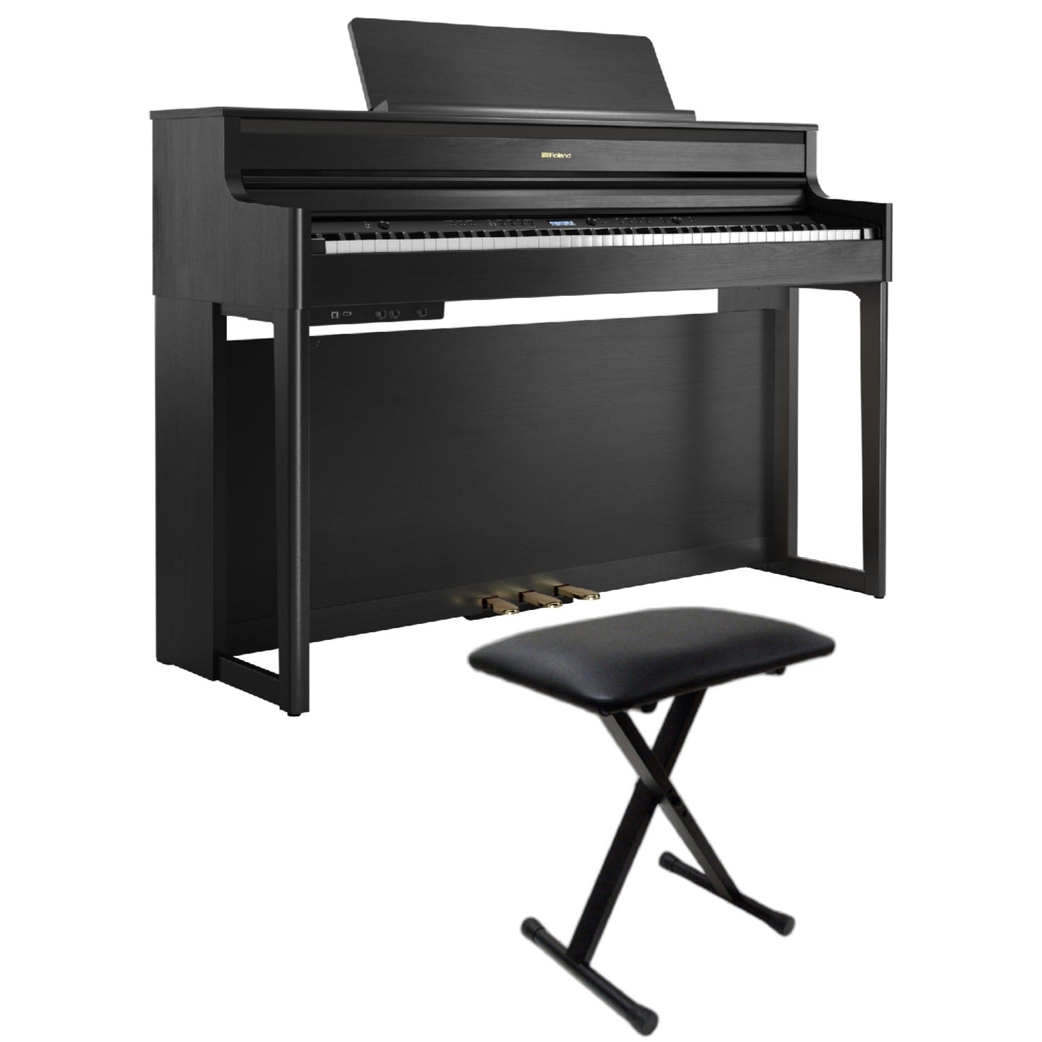 Roland Digital Pianos Charcoal Black / Piano with Stand & Bench Roland HP704 Digital Piano with Stand #color_charcoal-black,style_piano-with-stand-&-bench