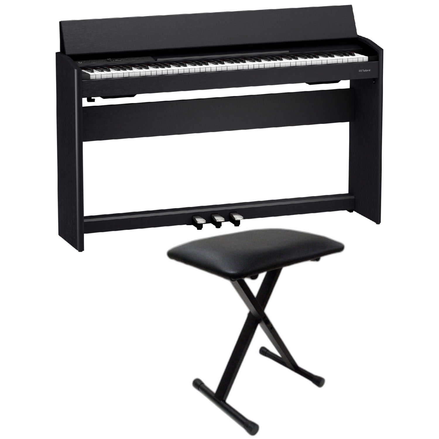 Roland Digital Pianos Contemporary Black / Piano with Stand & Bench Roland F701 88 Keys Digital Piano #color_contemporary-black,style_piano-with-stand-&-bench