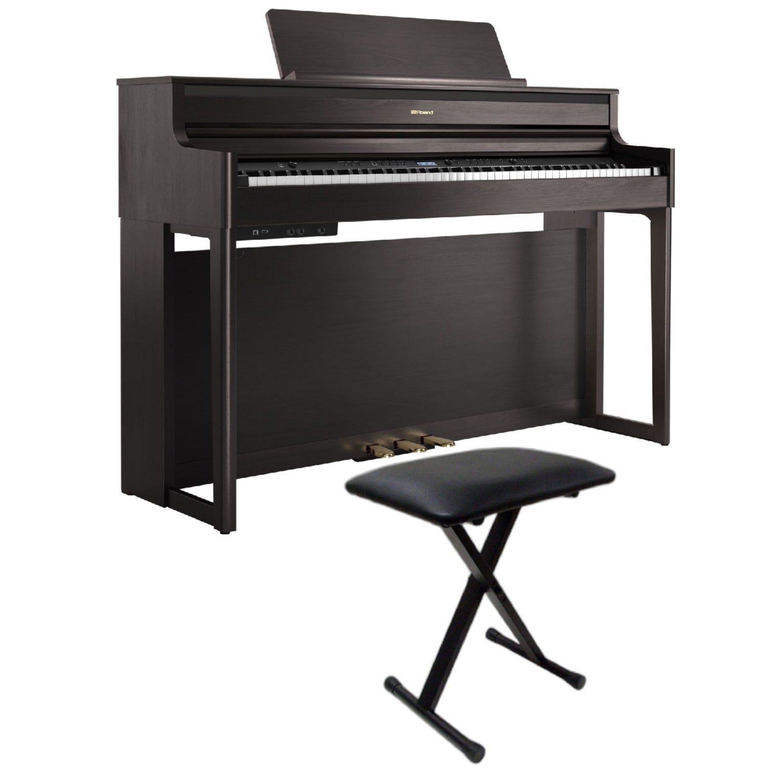 Roland Digital Pianos Dark Rosewood / Piano with Stand & Bench Roland HP704 Digital Piano with Stand #color_dark-rosewood,style_piano-with-stand-&-bench