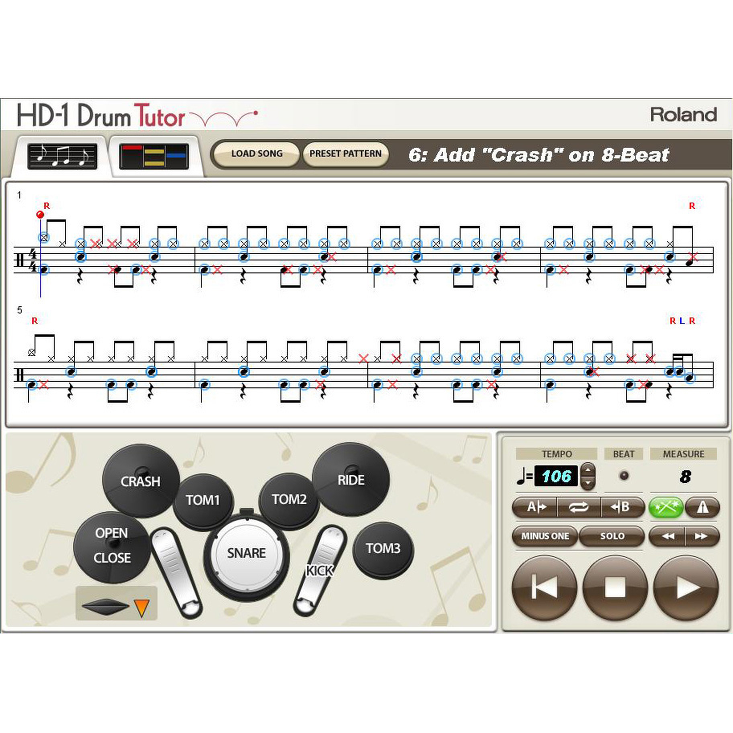 Roland Drum Percussion Instruction Roland DTHD1 Drum Tutor Software for VDrums Electronic Drums