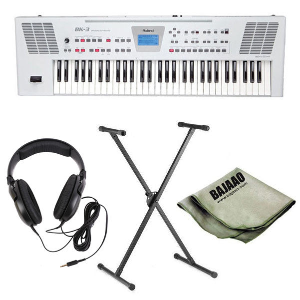 roland keyboard bundles roland bk-3 61-key backing keyboard - white deluxe bundle
