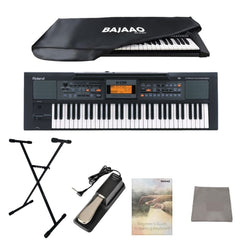 Roland Keyboard Bundles Roland E09IN Indian Edition Arranger Keyboard With Dust Cover, Stand, Pedal & Polishing Cloth