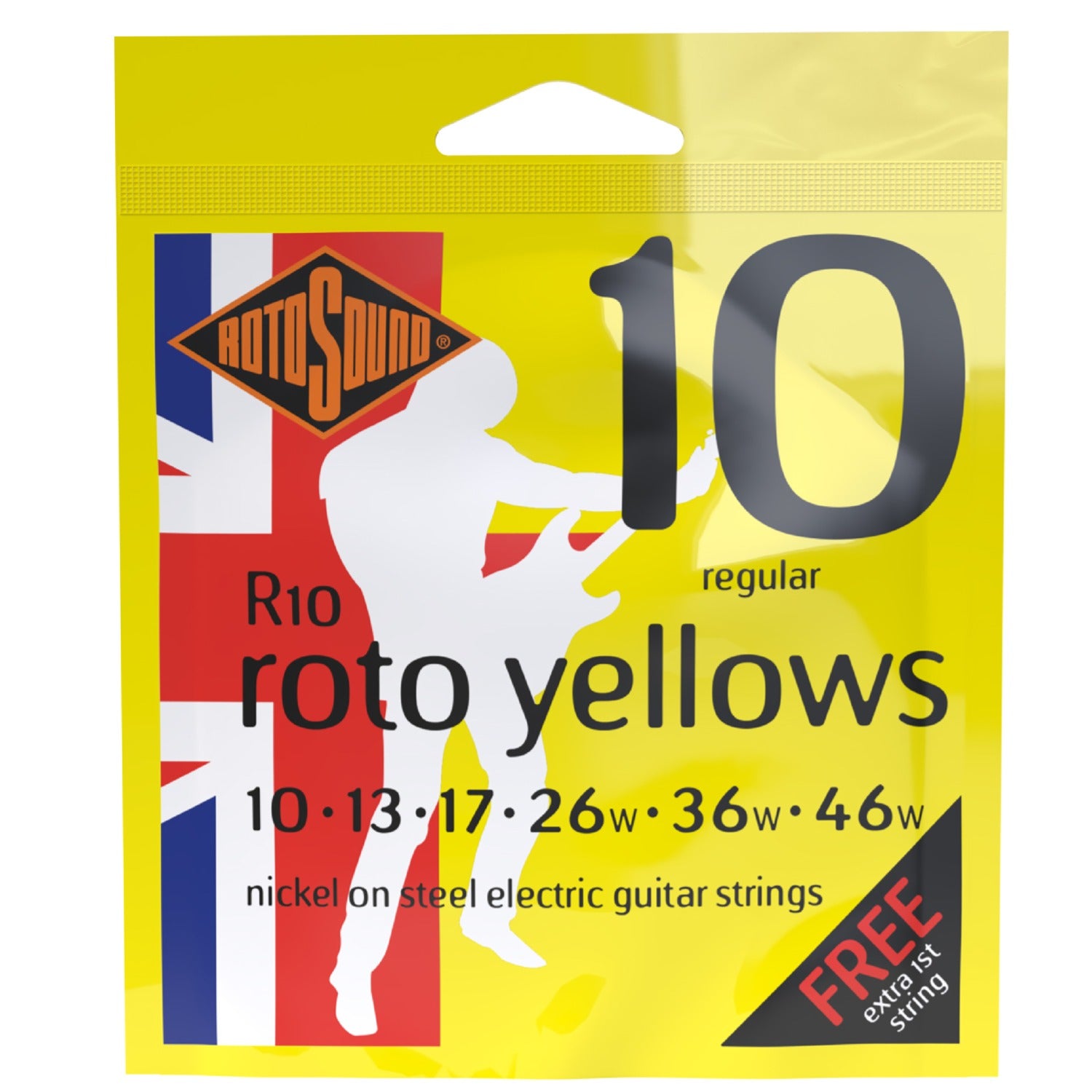 Rotosound Electric Guitar Strings Rotosound R10 Yellow Electric Guitar Strings