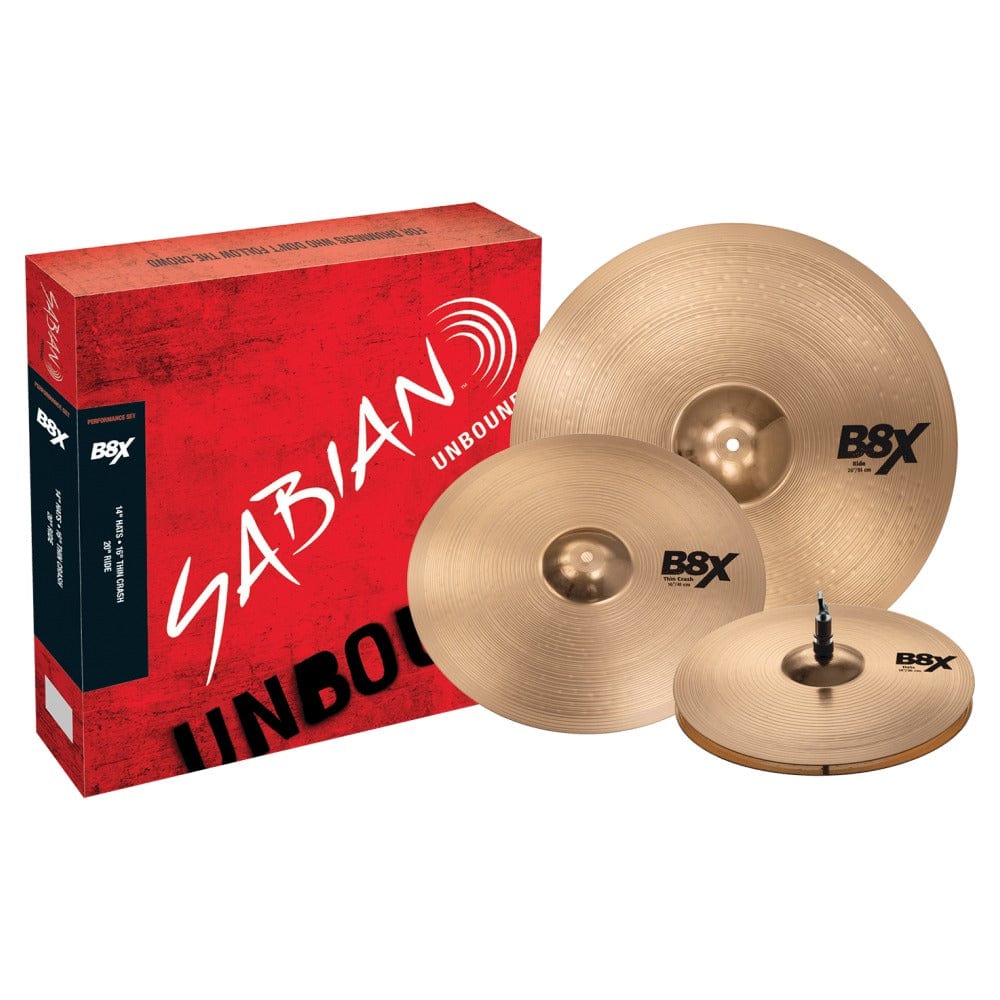 Sabian Cymbal Packs Sabian 45003X B8X Performance Cymbal Set - 14" Hats, 16" Thin Crash and 20" Ride