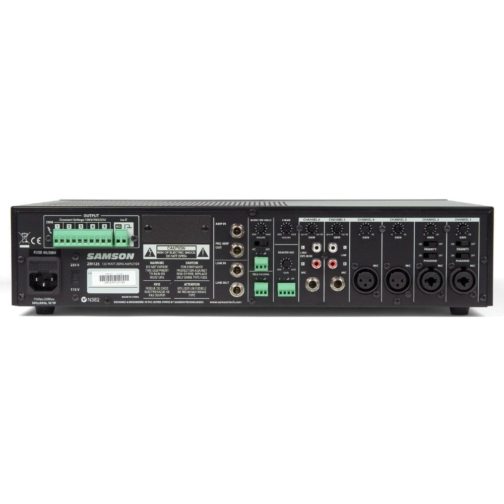 samson power amplifiers samson zm125 zone mixer / amplifier