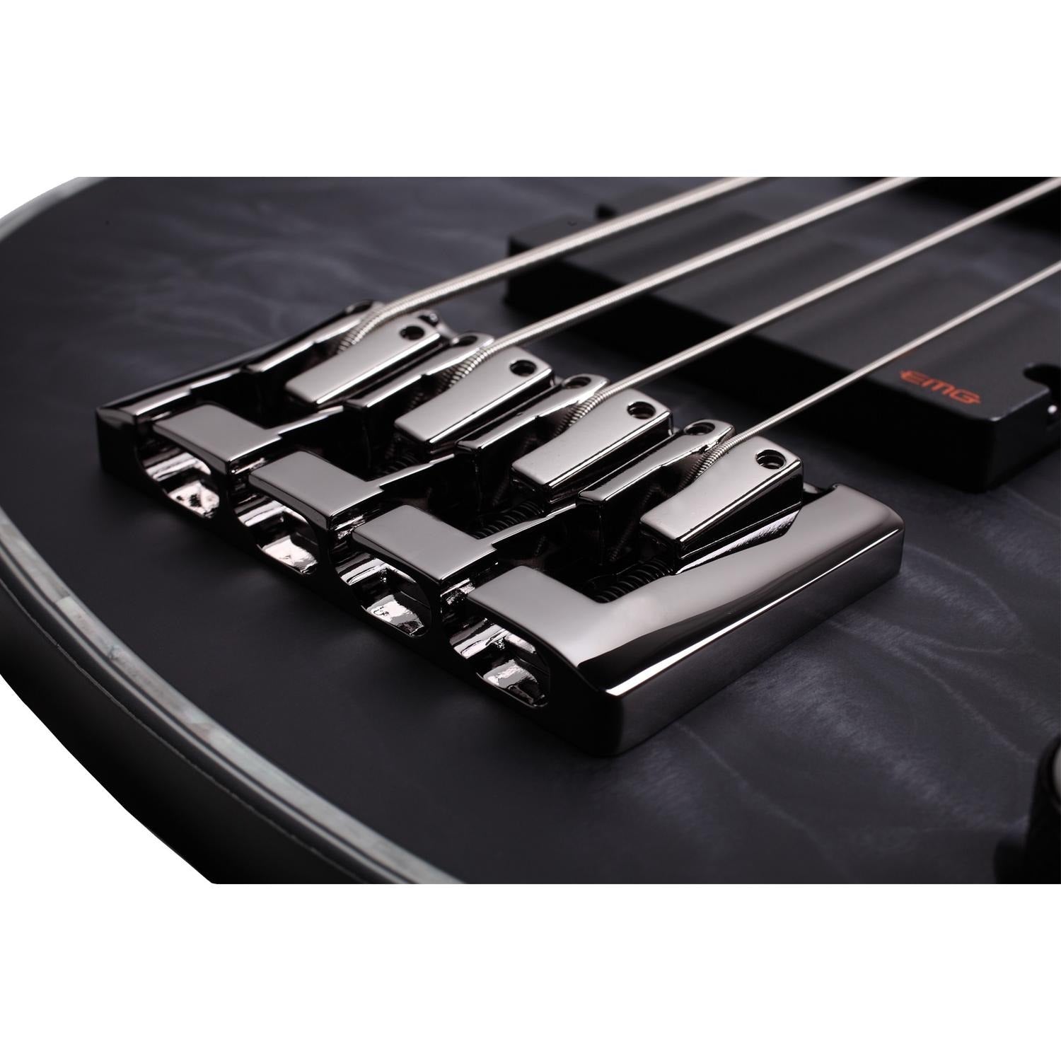 Schecter Bass Guitars See Thru Black Satin Schecter Hellraiser Extreme 4 String Bass Guitar