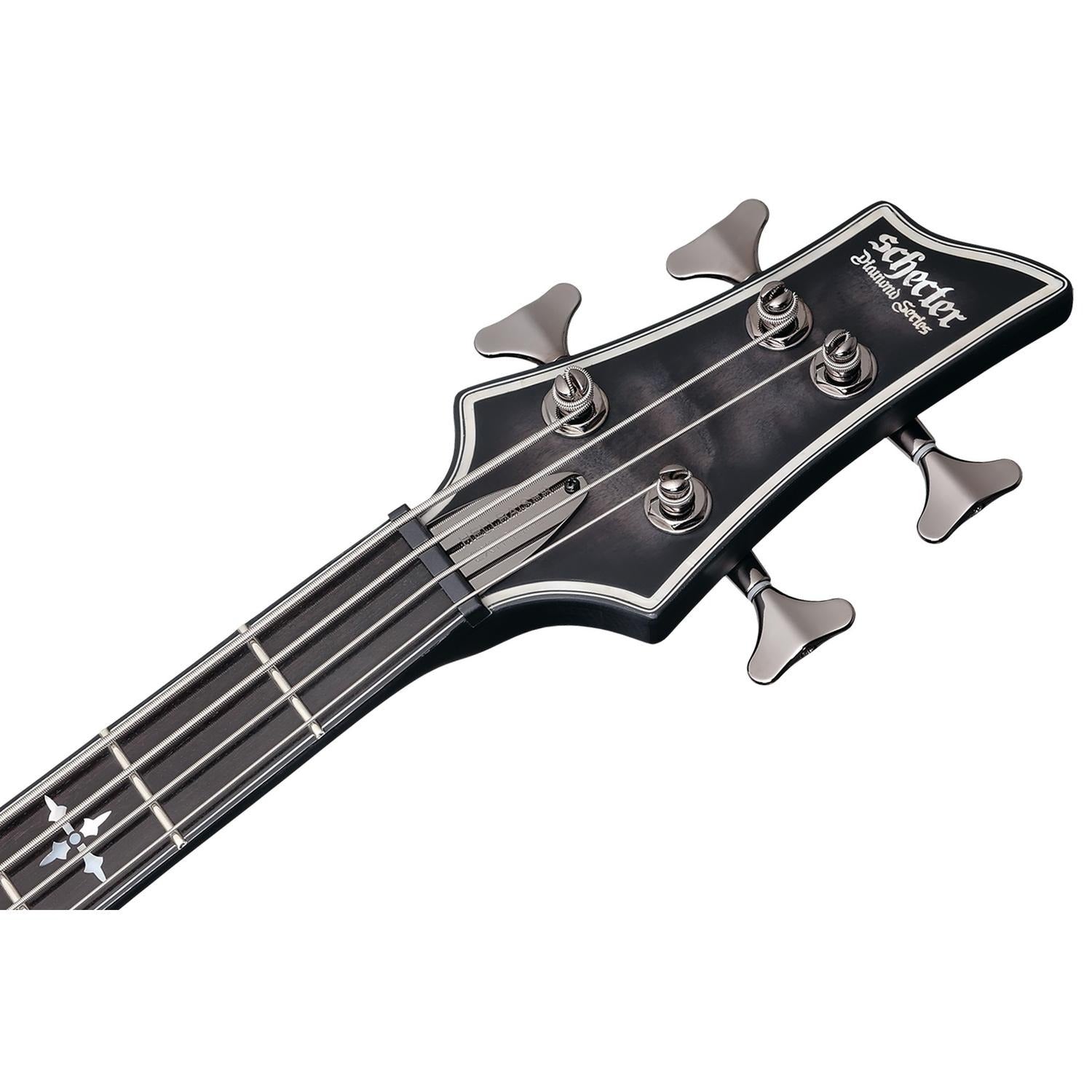 Schecter Bass Guitars See Thru Black Satin Schecter Hellraiser Extreme 4 String Bass Guitar
