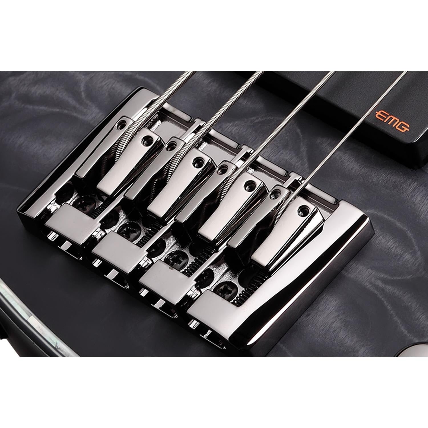 Schecter Bass Guitars See Thru Black Satin Schecter Hellraiser Extreme 4 String Bass Guitar