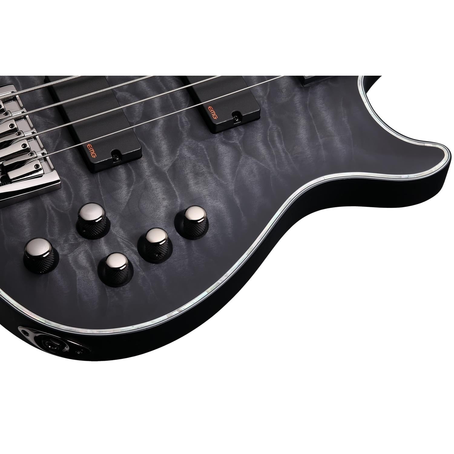 Schecter Bass Guitars See Thru Black Satin Schecter Hellraiser Extreme 4 String Bass Guitar