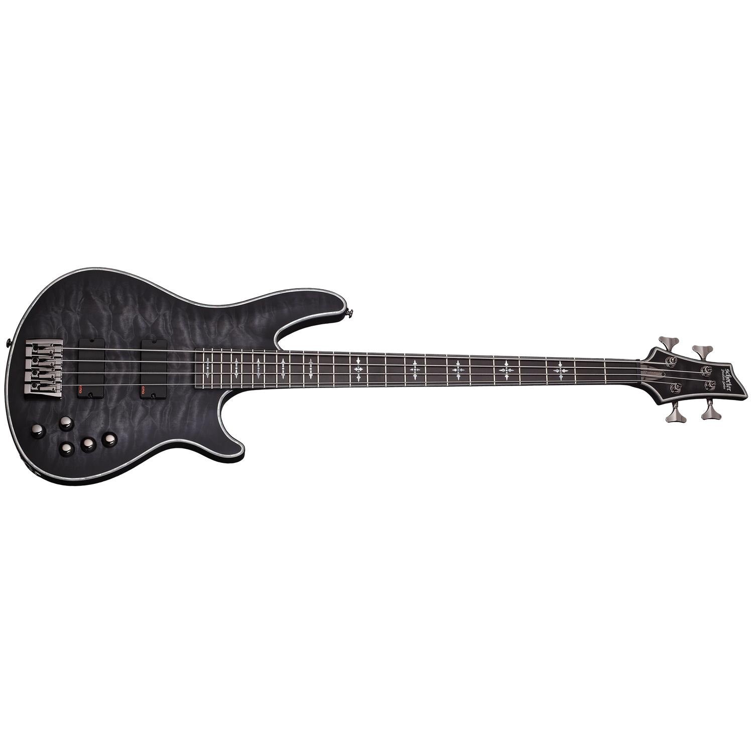 Schecter Bass Guitars See Thru Black Satin Schecter Hellraiser Extreme 4 String Bass Guitar