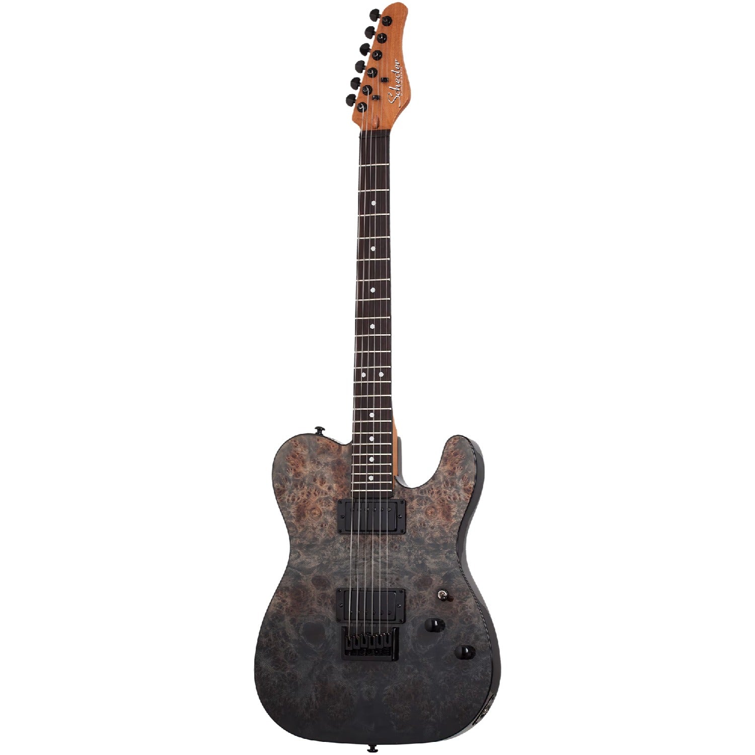 Schecter Electric Guitars Black Fade Burst Burl Schecter PT Standard 6 String Electric Guitar #color_black-fade-burst-burl