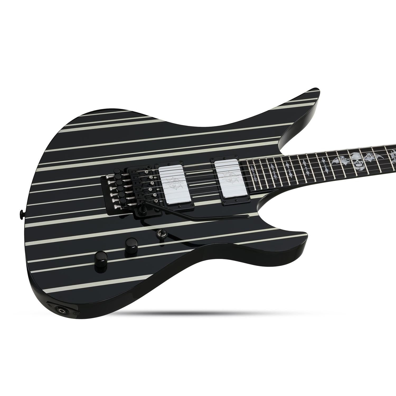 Schecter Electric Guitars Gloss Black with Silver Pinstripes Schecter Synyster Custom 6 String Electric Guitar
