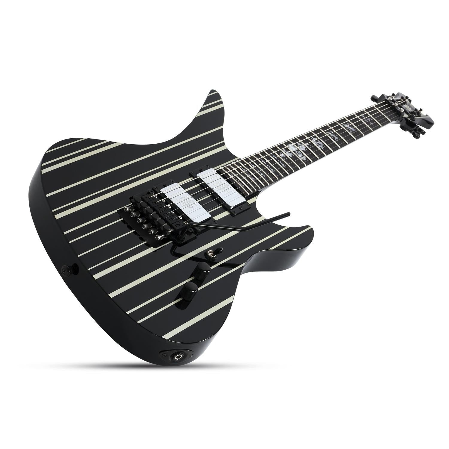 Schecter Electric Guitars Gloss Black with Silver Pinstripes Schecter Synyster Custom 6 String Electric Guitar
