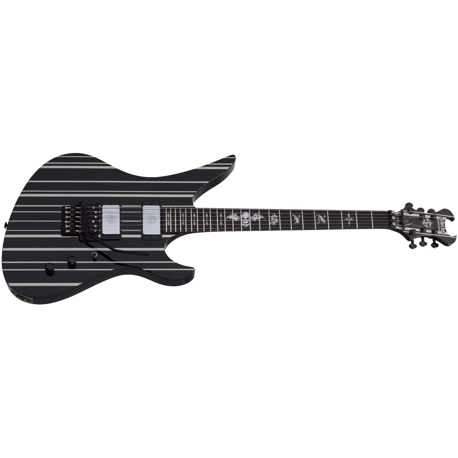 Schecter Electric Guitars Gloss Black with Silver Pinstripes Schecter Synyster Custom 6 String Electric Guitar