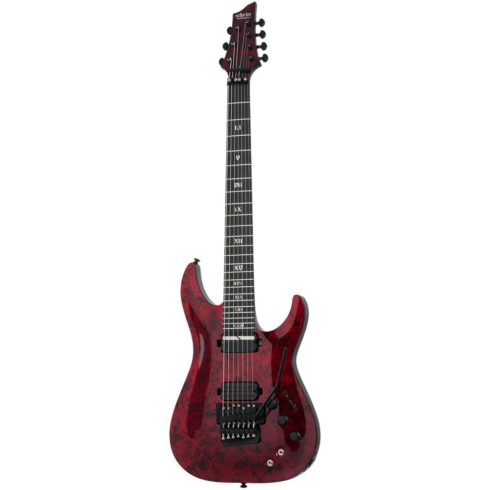schecter electric guitars red reign schecter c7 fr s apocalypse 7 string electric guitar #color_red-reign