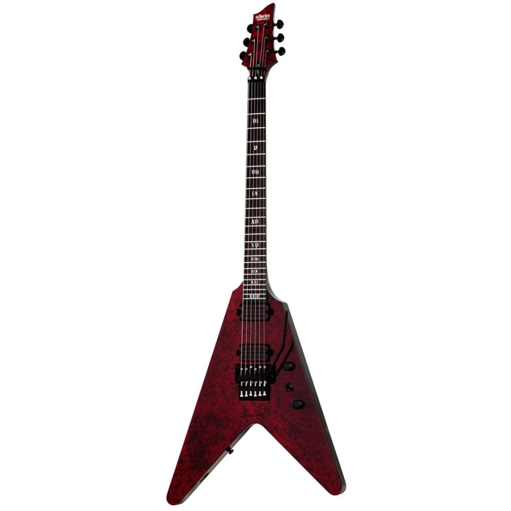 schecter electric guitars red reign schecter v1 fr apocalypse 6 string electric guitar #color_red-reign