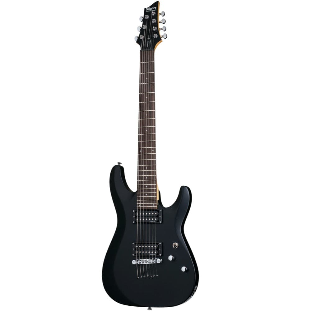 schecter electric guitars satin black schecter c-7 deluxe 7 string electric guitar