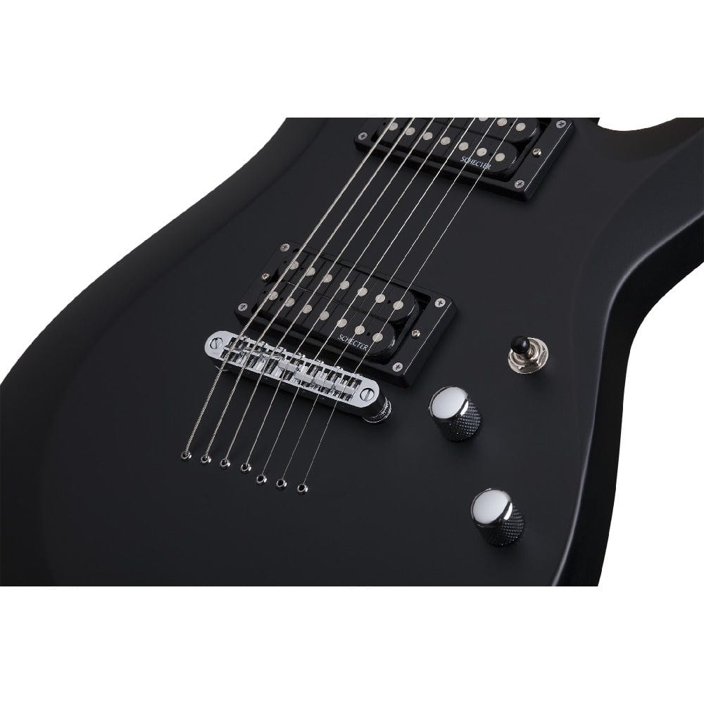 schecter electric guitars satin black schecter c-7 deluxe 7 string electric guitar