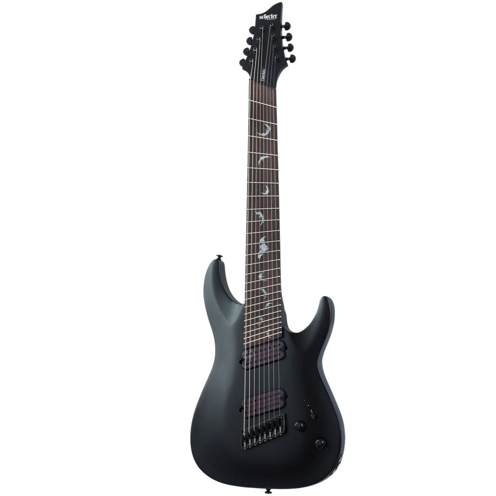 schecter electric guitars satin black schecter damien-8 multiscale 8 string electric guitar