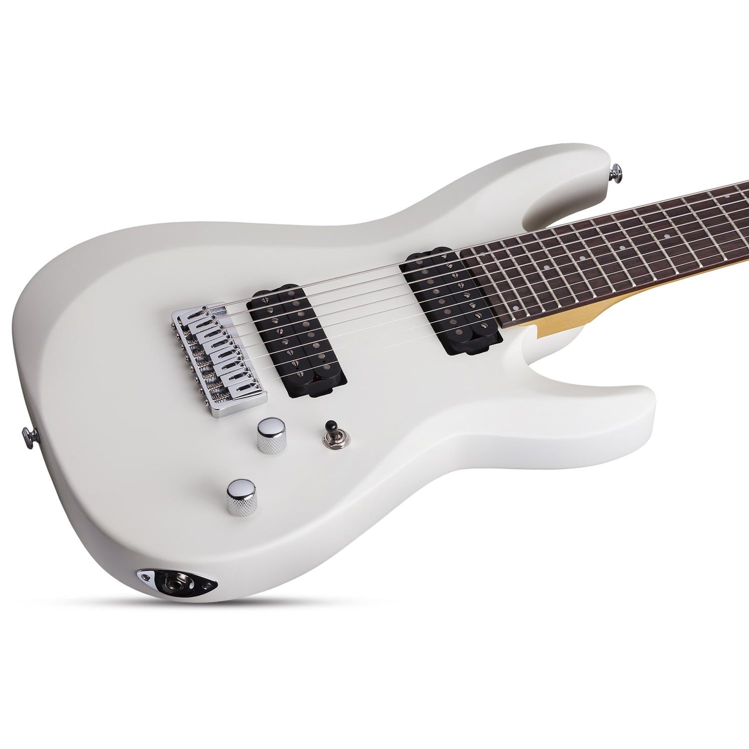 Schecter Electric Guitars Schecter Guitar Research C-8 Deluxe Electric Guitar - 8 String #color_satin-white