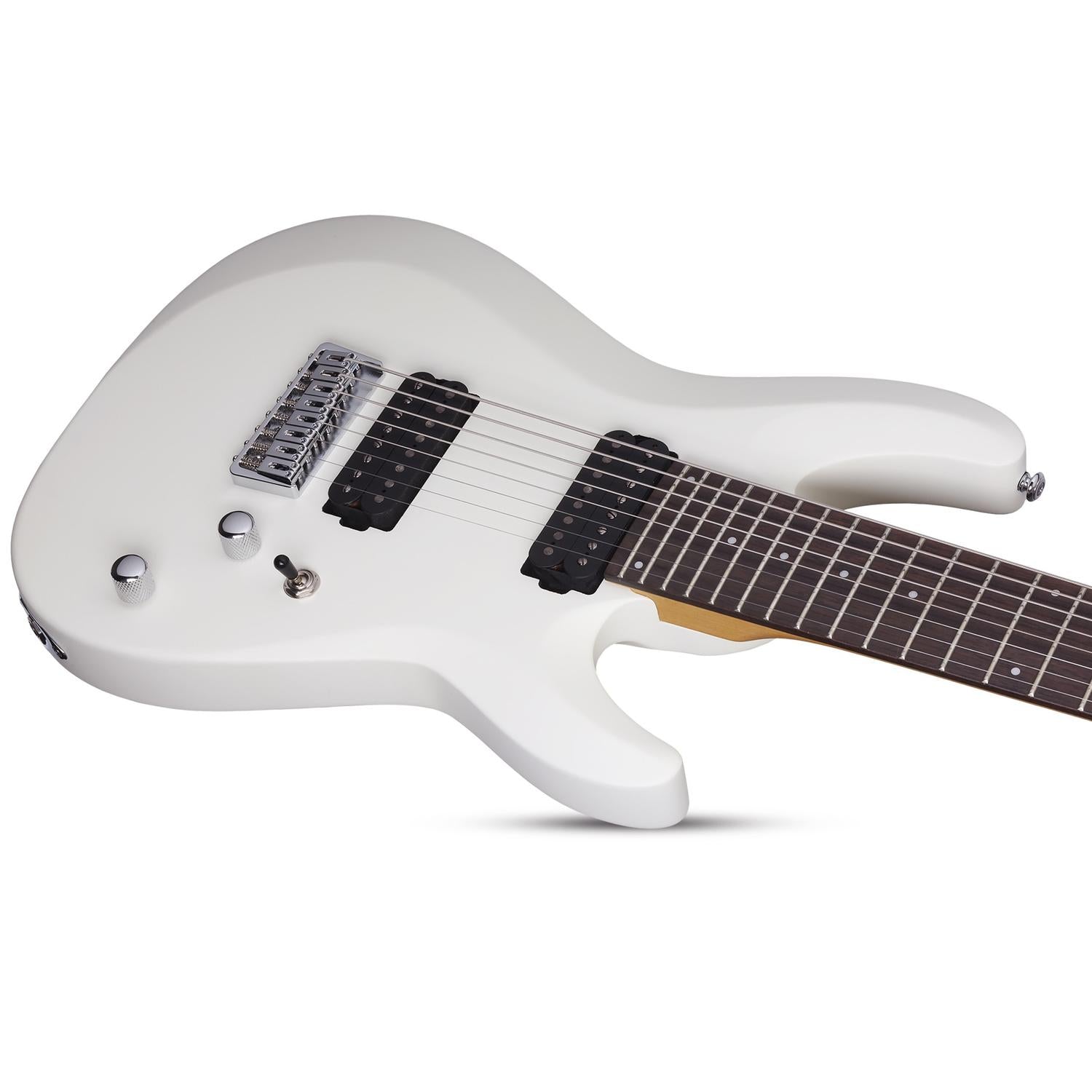 Schecter Electric Guitars Schecter Guitar Research C-8 Deluxe Electric Guitar - 8 String #color_satin-white