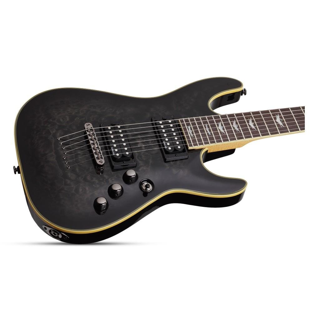 schecter electric guitars schecter omen extreme 7 electric guitar - see thru black