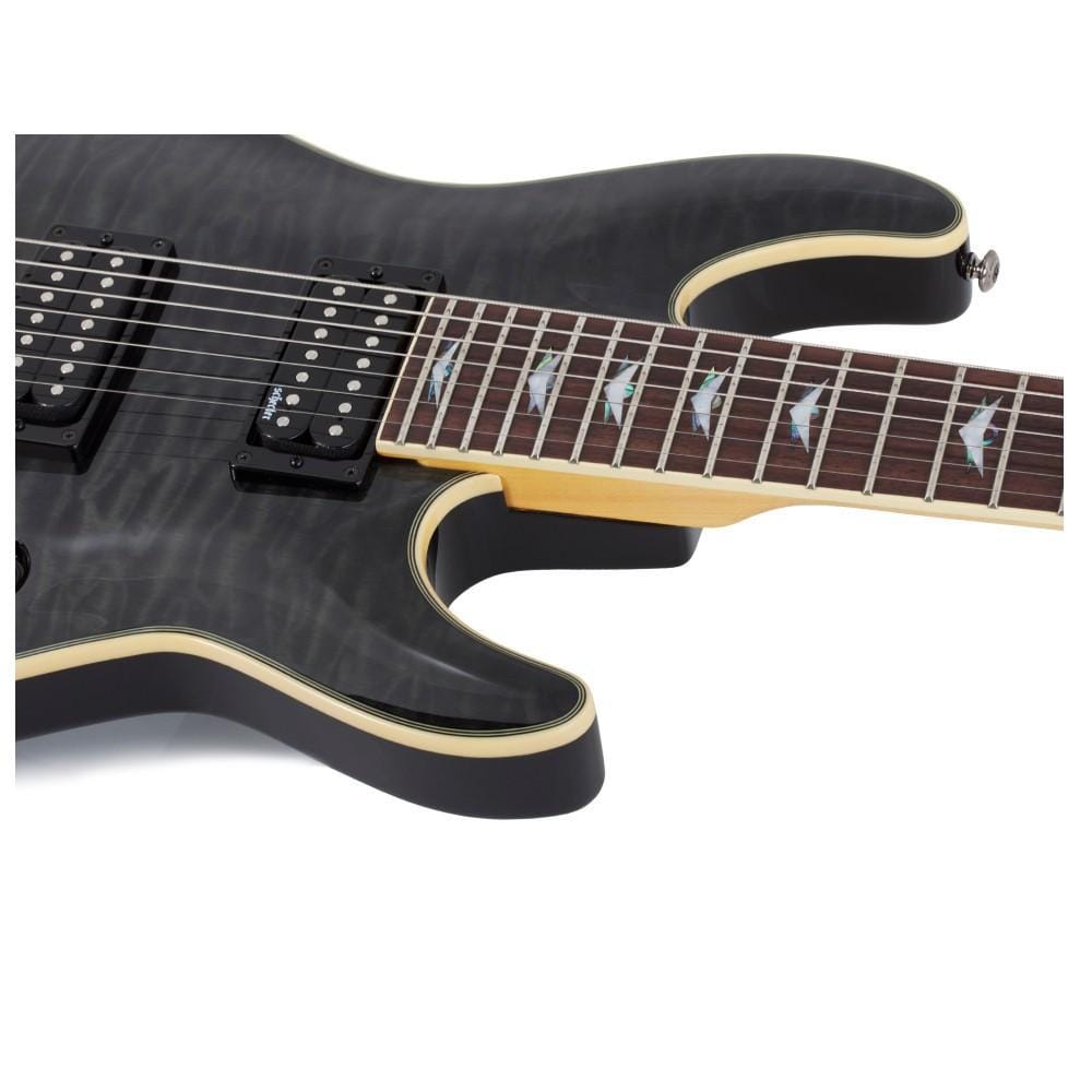 schecter electric guitars schecter omen extreme 7 electric guitar - see thru black